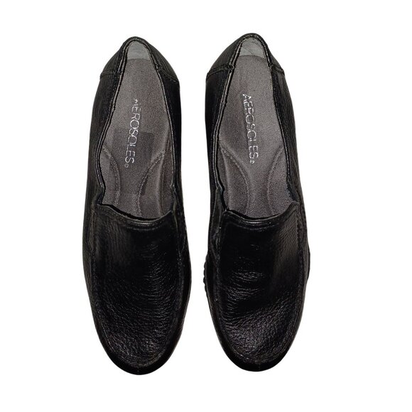 Aerosols Women Slip On Low Wedge Shoe Black Leather 7.5 NWOT Comfy Office Loafer - Picture 9 of 11
